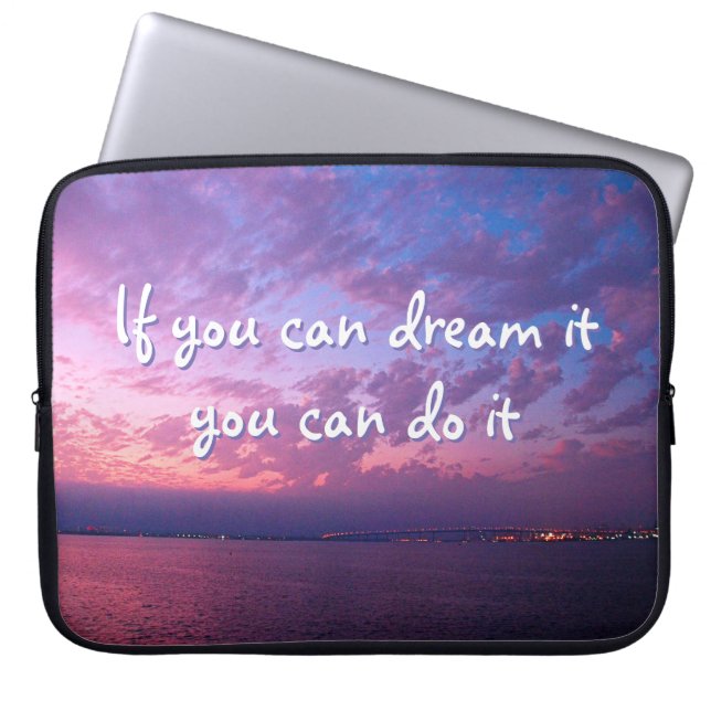 Dream It Do It Citote Lila Ocean Sunset Photo Laptop Sleeve (Framsidan)