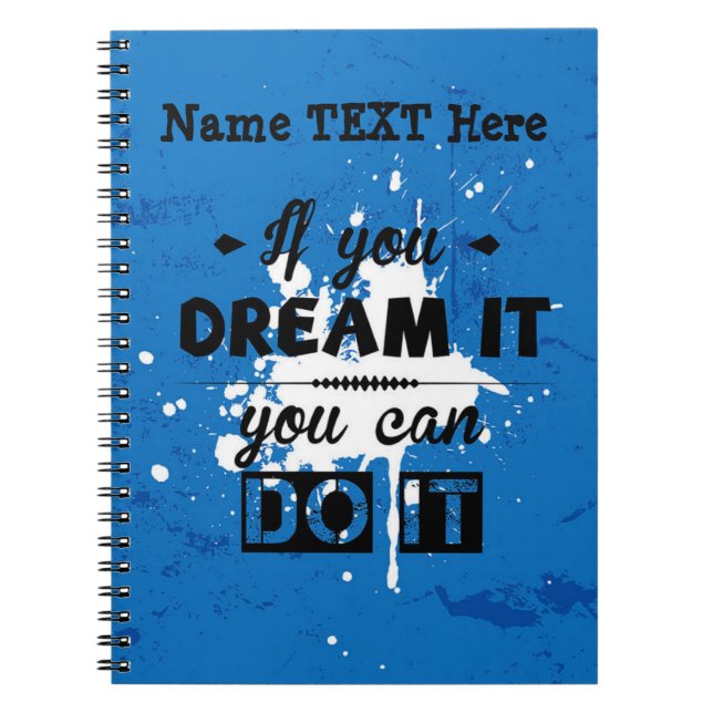 Dream it do it - Grunge Boy Tonåring Man Add Namn  Anteckningsbok (Framsidan)