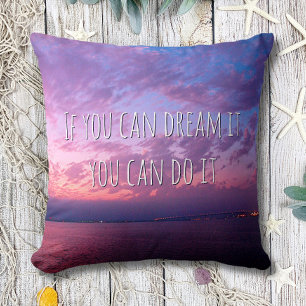 Dream It Do It Lila Ocean Sunset Photo (liten) Kudde