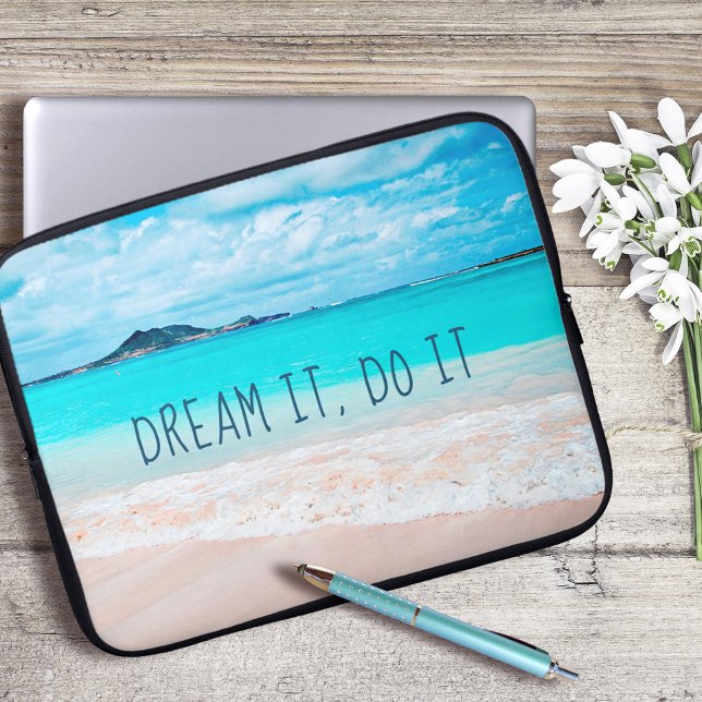 Dream It Do It Quote Hawaii Tropical Sandy Beach Laptop Fodral (Skapare uppladdad)