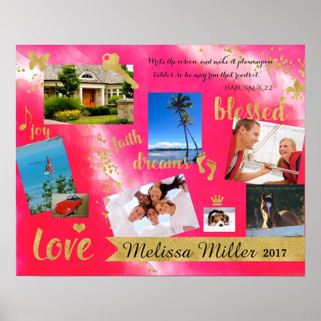 Dream it Live it Vision Board Poster Guld Confetti (Framsidan)