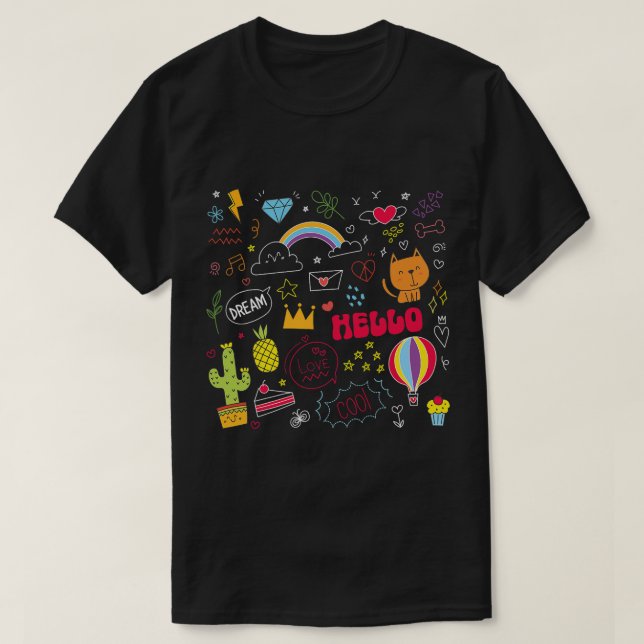 Dream Kärlek Hej Visual Teckning Doodle Art T Shirt (Design framsida)