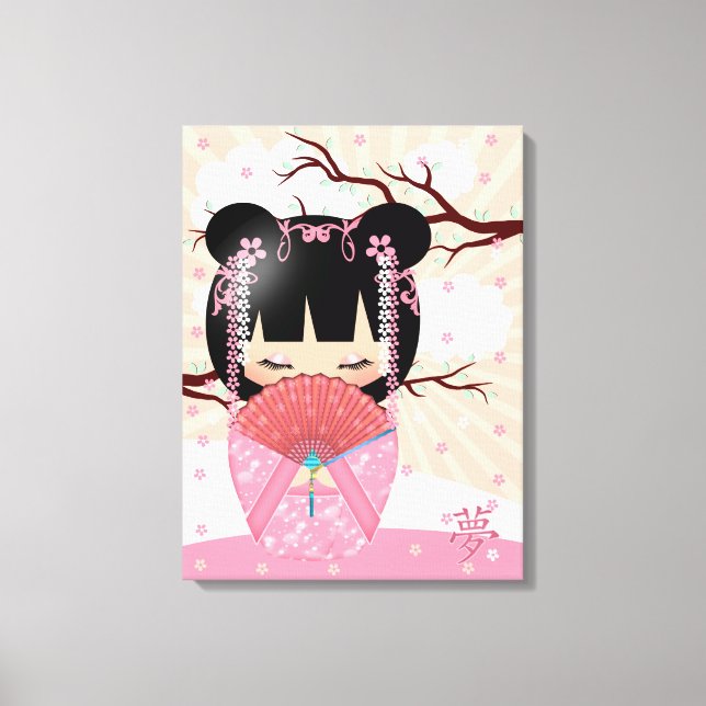 Dream Kokeshi Doll 18 tum x 24 tum Wrapped Canvas (Framsida)