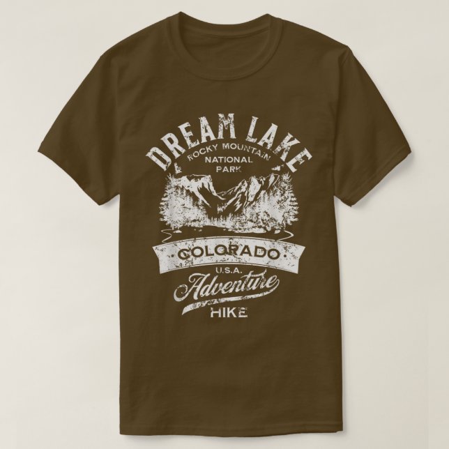 Dream Lake Rocky Mountain National Park Distressed T Shirt (Design framsida)