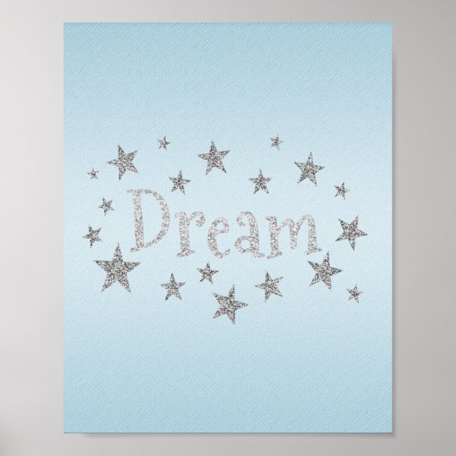 Dream Light Blue med Silver Glitter Poster (Framsidan)