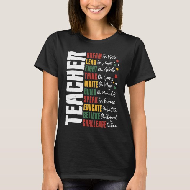 Dream Like Leaders African School Black History Te T Shirt (Framsida)