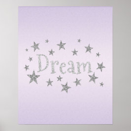 Dream Lila med Silver Glitter Poster
