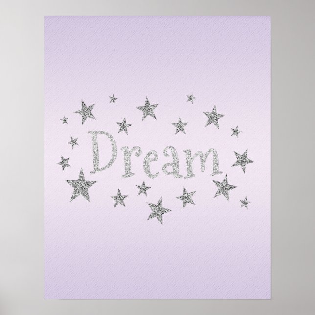 Dream Lila med Silver Glitter Poster (Framsidan)