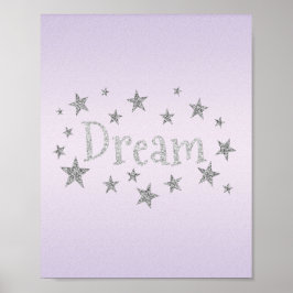 Dream Lila med Silver Glitter Poster