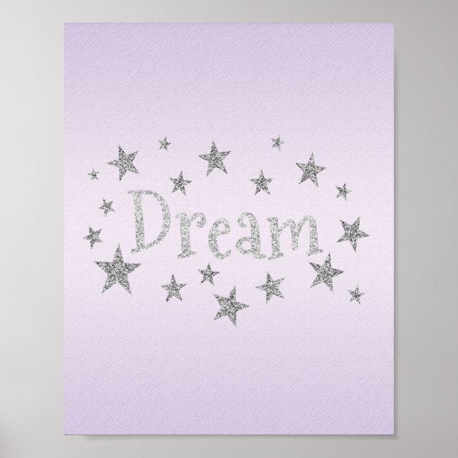 Dream Lila med Silver Glitter Poster (Framsidan)