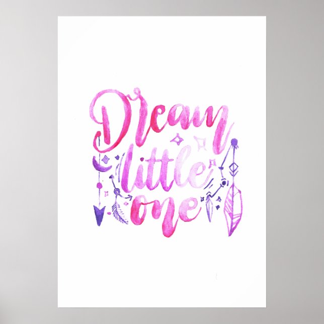 Dream Little One Pink Purple Watercolor Nursery  P Poster (Framsidan)