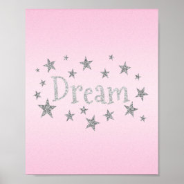 Dream Ljus rosa med Silver Glitter Poster