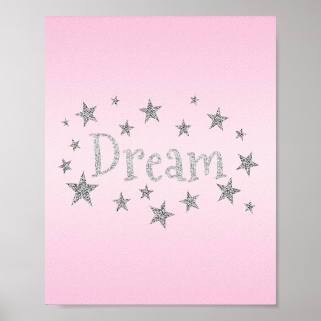 Dream Ljus rosa med Silver Glitter Poster (Framsidan)
