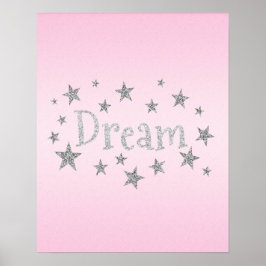 Dream Ljus rosa med Silver Glitter Poster
