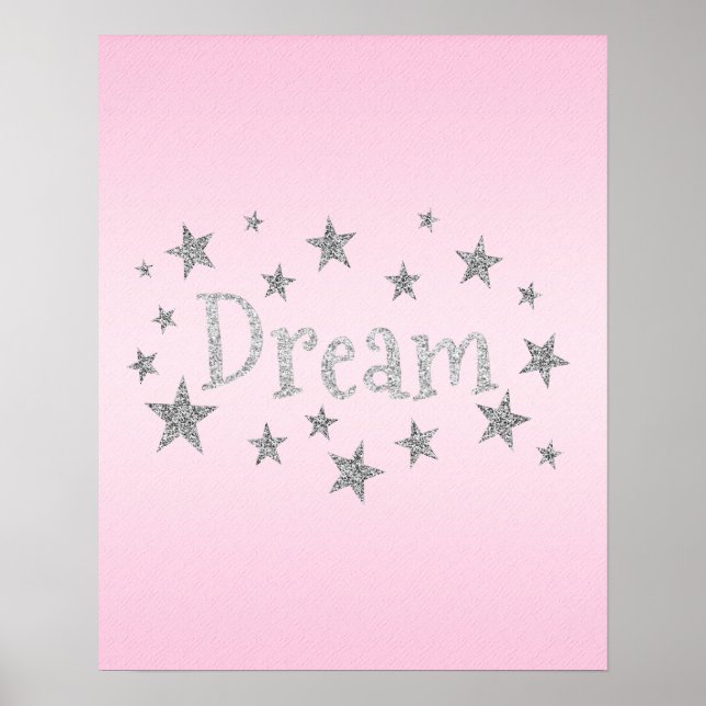 Dream Ljus rosa med Silver Glitter Poster (Framsidan)