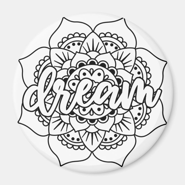 Dream Mandala Black & White Magnet (Framsidan)