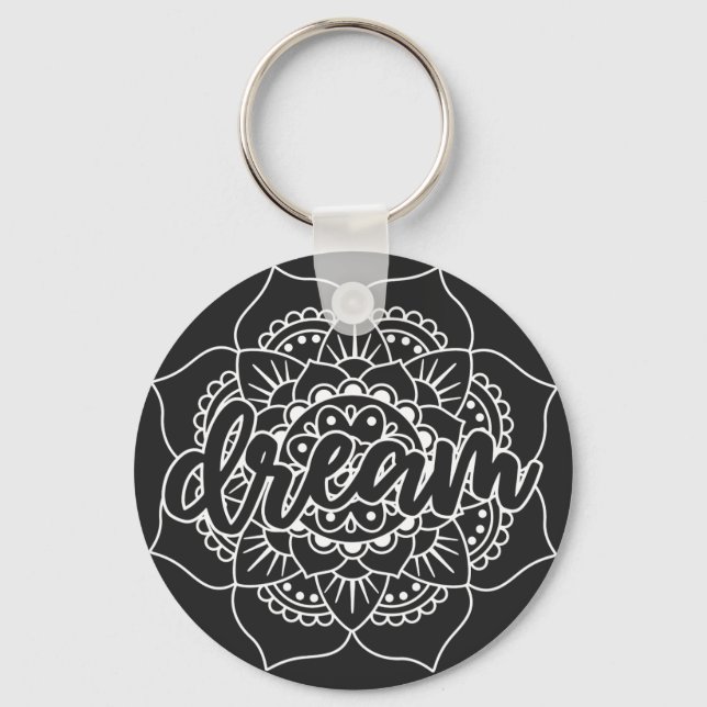 Dream Mandala in White Nyckelring (Framsida)