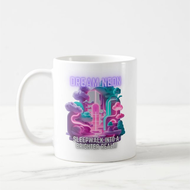 Dream Neon - Sova in i en ljusare värld Kaffemugg (Vänster)
