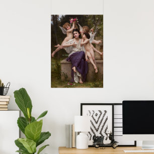 Dream of Vår, Rêve de Printemps av Bouguereau Poster