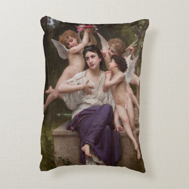 Dream of Vår, Rêve de Printemps av Bouguereau Prydnadskudde (Baksidan(Vertikal))