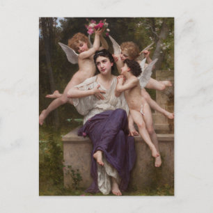 Dream of Vår, Rêve de Printemps av Bouguereau Vykort