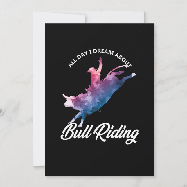 Dream Om Bull Riding Cowboy Land Rodeo Gift Inbjudningar (Framsida)