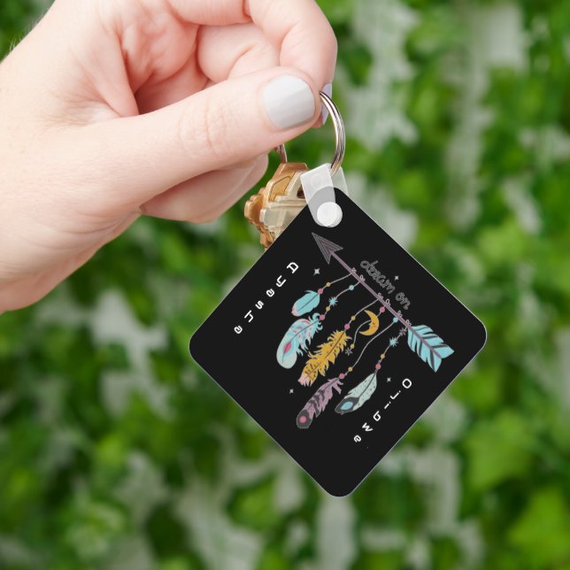 Dream On Boho Tribal Native Custom Tribe/Name Nyckelring (Hand)