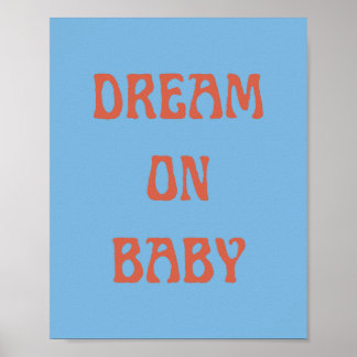 Dream på Baby Poster Wall Art i Blue & Orange