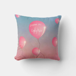 Dream på Rosa ballonger i himlar inspirerande Namn Kudde