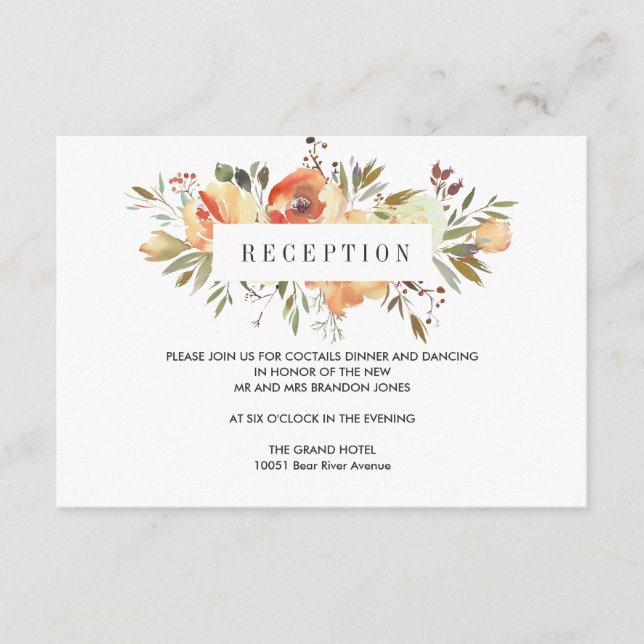 Dream Peach | Blommigt WEDDING-mottagningshölje Tilläggskort (Framsida)