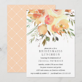 Dream Peach Flowers Bridesmaids Luncheon Bröllop Inbjudningar