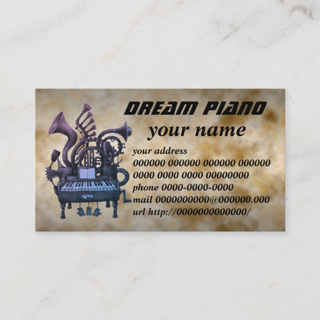 dream piano visitkort (Framsida)