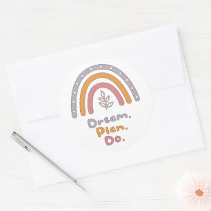 Dream, planera, göra motivationsfärgad boho-regnbå runt klistermärke