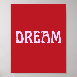 Dream Poster Wall Art in Red and Rosa