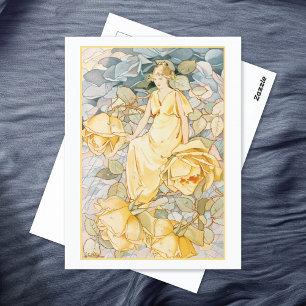Dream Ro Gult Flower Fairy Vykort