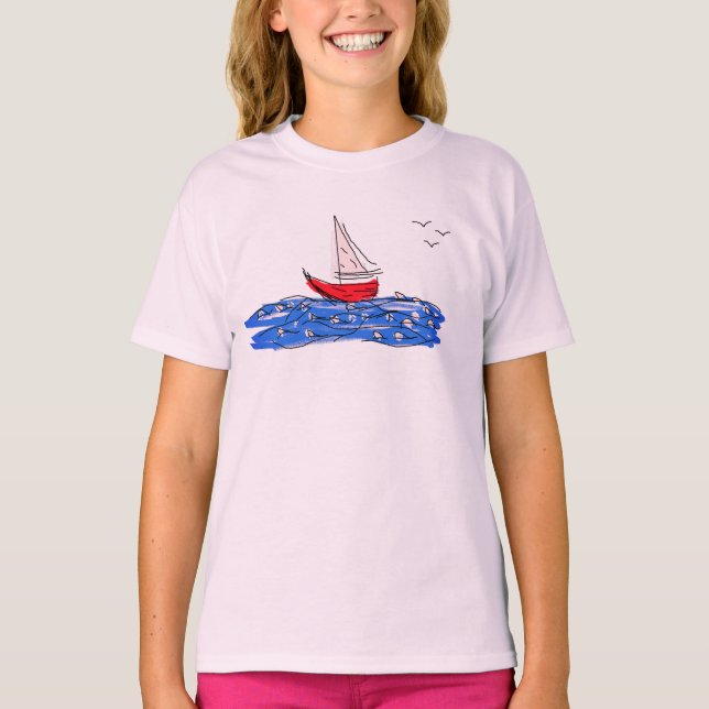 Dream Sail Live Sea Boat Fiskmås Långärmad Shirt T (Framsida)