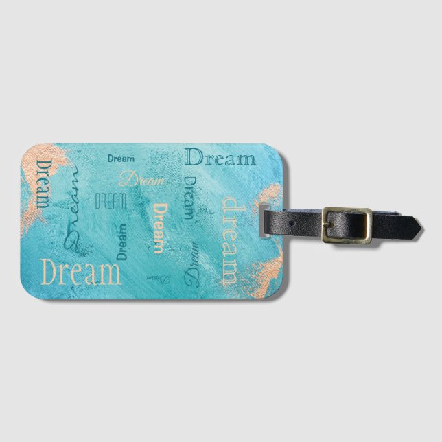 Dream Script Turcos Guld Watercolor Bagagebricka (Framsida horisontal)