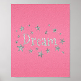 Dream Shock rosa med Silver Glitter Poster