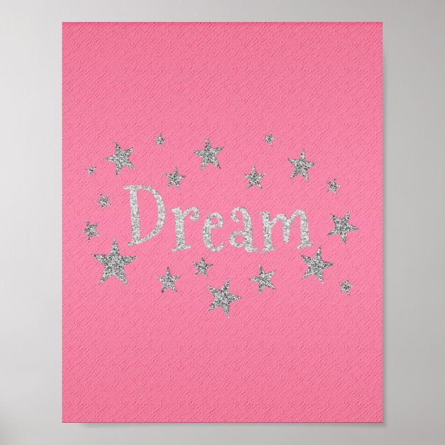 Dream Shock rosa med Silver Glitter Poster (Framsidan)