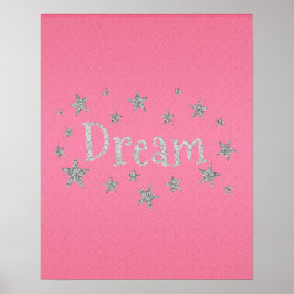 Dream Shock rosa med Silver Glitter Poster