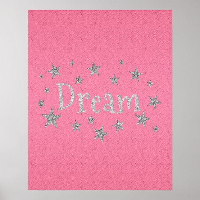 Dream Shock rosa med Silver Glitter Poster (Framsidan)