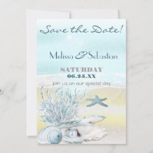 Dream Shore Beach Blue Bröllop spara datum Datumet