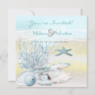 Dream Shore Beach Blue Wedbjudande bjudande in Inbjudningar