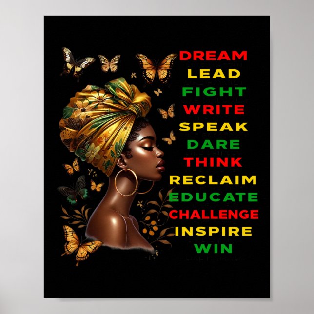 Dream som Black Woman Martin Black History Månad Poster (Framsidan)