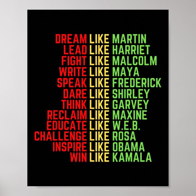 Dream som Martin Manar Women Boys Girls Black Hist Poster (Framsidan)