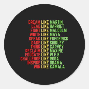Dream som Martin Manar Women Boys Girls Black Hist Runt Klistermärke