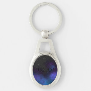 Dream Space Nebula Ovalt Silverfärgad Nyckelring