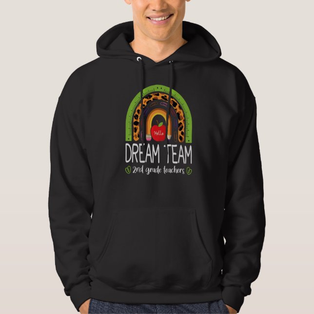 Dream Team 2:a Klass-lärarna Boho Rainbow Leopard Hoodie (Framsida)