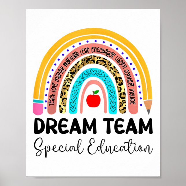 Dream Team Special Education Boho Regnbåge Leopard Poster (Framsidan)