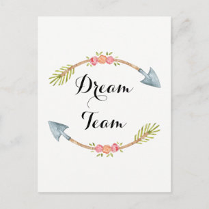 Dream Team Watercolor Tribal Arrow Vykort